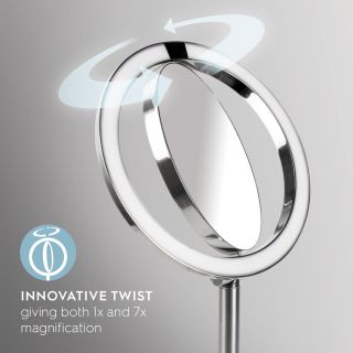 Косметическое зеркало с датчиком движения, 7х увеличением и яркой LED подсветкой Twist Illuminated